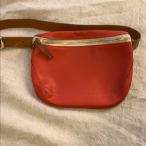 CLARE V. FANNY PACK - RED WAFFLE